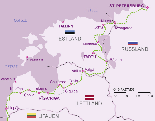 Europaradweg R1 Euroroute Etappenkalkulator LettlandEstlandSt